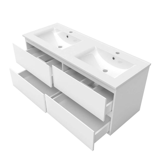 Badmöbel Set 120 cm Weiß Waschbecken mit Unterschrank Soft-Close