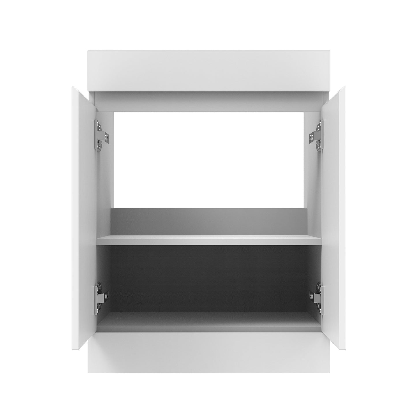 Badmöbel Set 50 cm Breit Weiß Matt Badezimmermöbel Mineralguss waschbecken mit unterschrank 2 Soft-Close Türen Standschrank