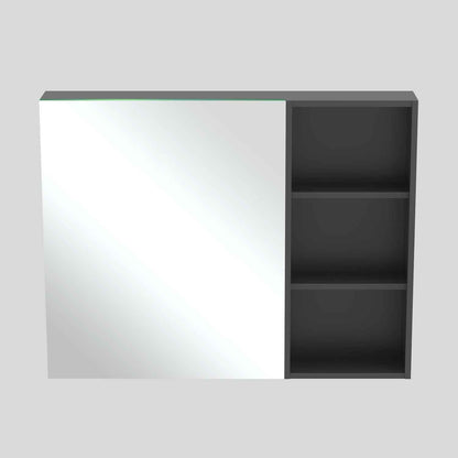 Spiegelschrank 90 cm Badspiegel Badezimmerschrank Sperrholzplatte Gäste WC Dunkelgrau Matt