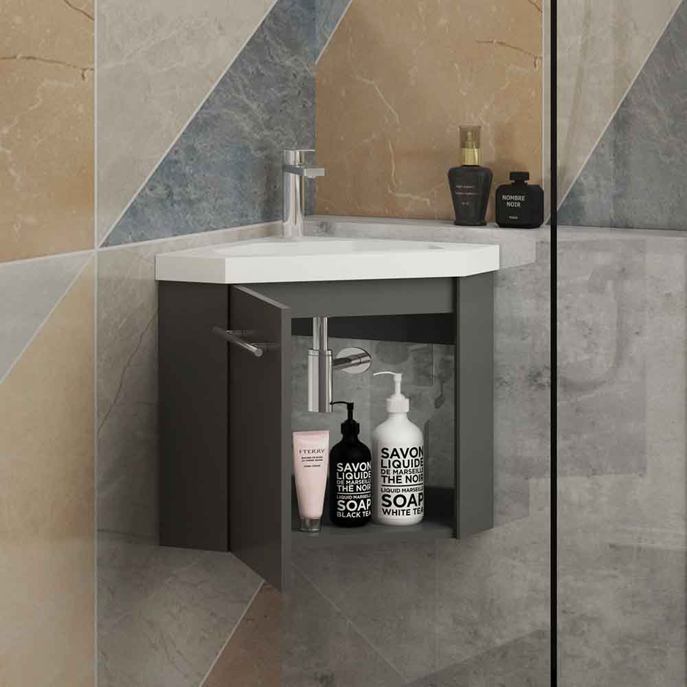 Badmöbel Set 40 cm Anthrazit mitUnterschrank inkl. 1-Tür Soft-Close Funktion