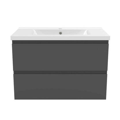 Badmöbel Set 80 cm Anthrazit Waschbecken mit Unterschrank Soft-Close