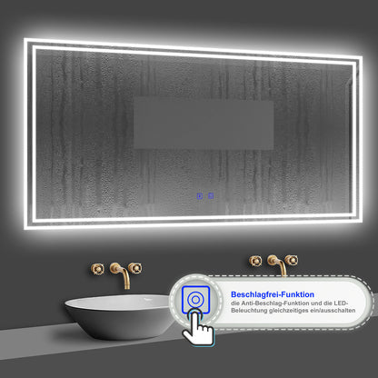 LED Badspiegel 120x70 cm Bluetooth TOUCH BESCHLAGFREI Wandspiegel Kalt/Neutral/Warmweiß ,Dimmbar