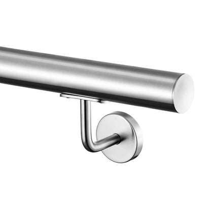 OZEAN Wandhandlauf Edelstahl 80-240 cm | 3mm verstärkte Lasche & 5mm Basis | Silber/Schwarz/Holzoptik