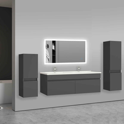 Badmöbel Set ADELA 120 cm Standschrank Anthrazit Waschbecken mit Unterschrank mit Soft-Close Funktion