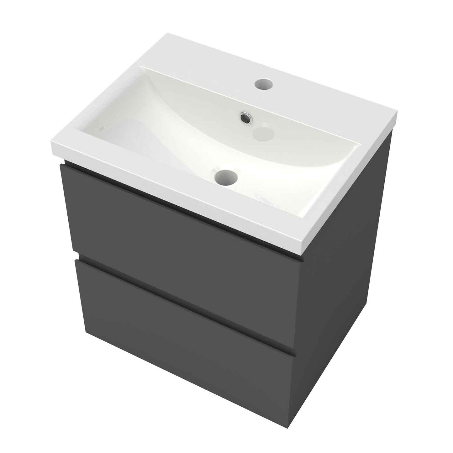 Badmöbel Set 50 cm Anthrazit Waschbecken mit Unterschrank Soft-Close