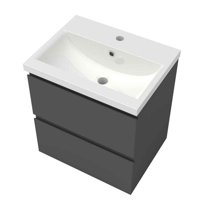 Badmöbel Set 50 cm Anthrazit Waschbecken mit Unterschrank Soft-Close