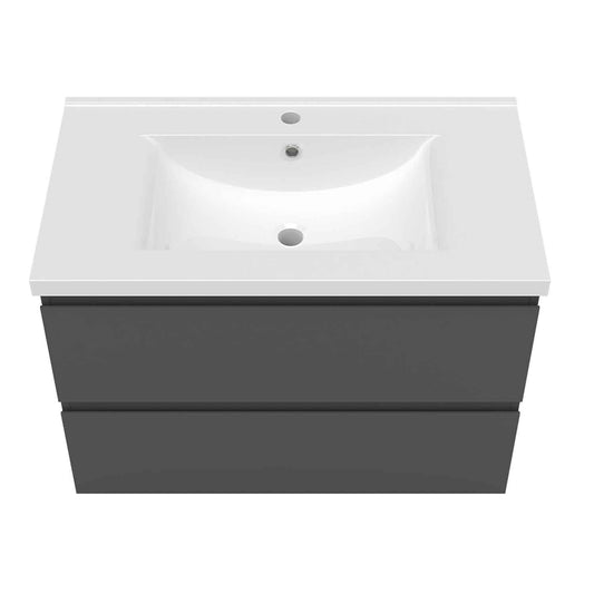 Badmöbel Set 80 cm Anthrazit Waschbecken mit Unterschrank Soft-Close