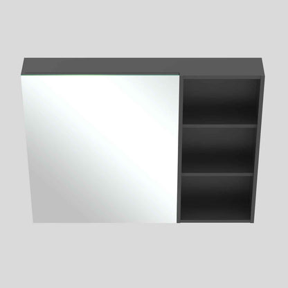 Spiegelschrank 90 cm Badspiegel Badezimmerschrank Sperrholzplatte Gäste WC Dunkelgrau Matt