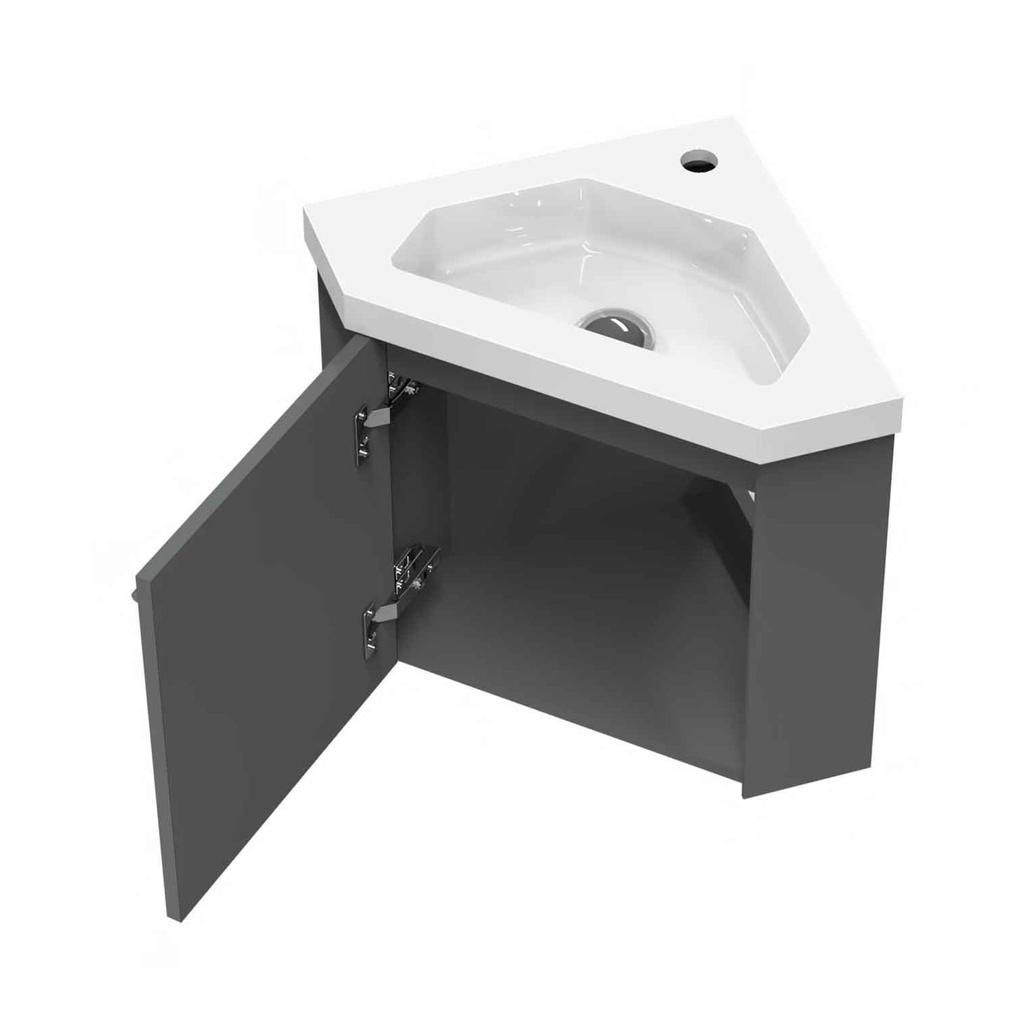 Badmöbel Set 40 cm Anthrazit mitUnterschrank inkl. 1-Tür Soft-Close Funktion