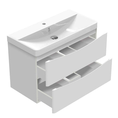 Badmöbel Set 80 cm  Vormontiert Weiß Waschbecken mit Unterschrank inkl. 2-Schubladen Soft-Close Funktion