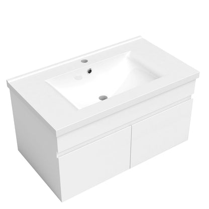Badmöbel Set 80 cm Weiß Waschbecken mit Unterschrank Soft-Close