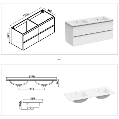Badmöbel Set 120 cm Weiß Waschbecken mit Unterschrank Soft-Close