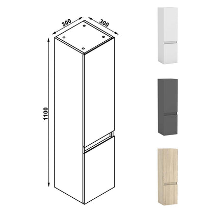 Hochschrank 110 cm hoch Hängeschrank Softclose Weiß-B