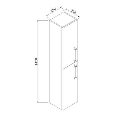 Hochschrank mit 5 Schichte 142×30×26.8 cm Hängeschrank Softclose Walnuss