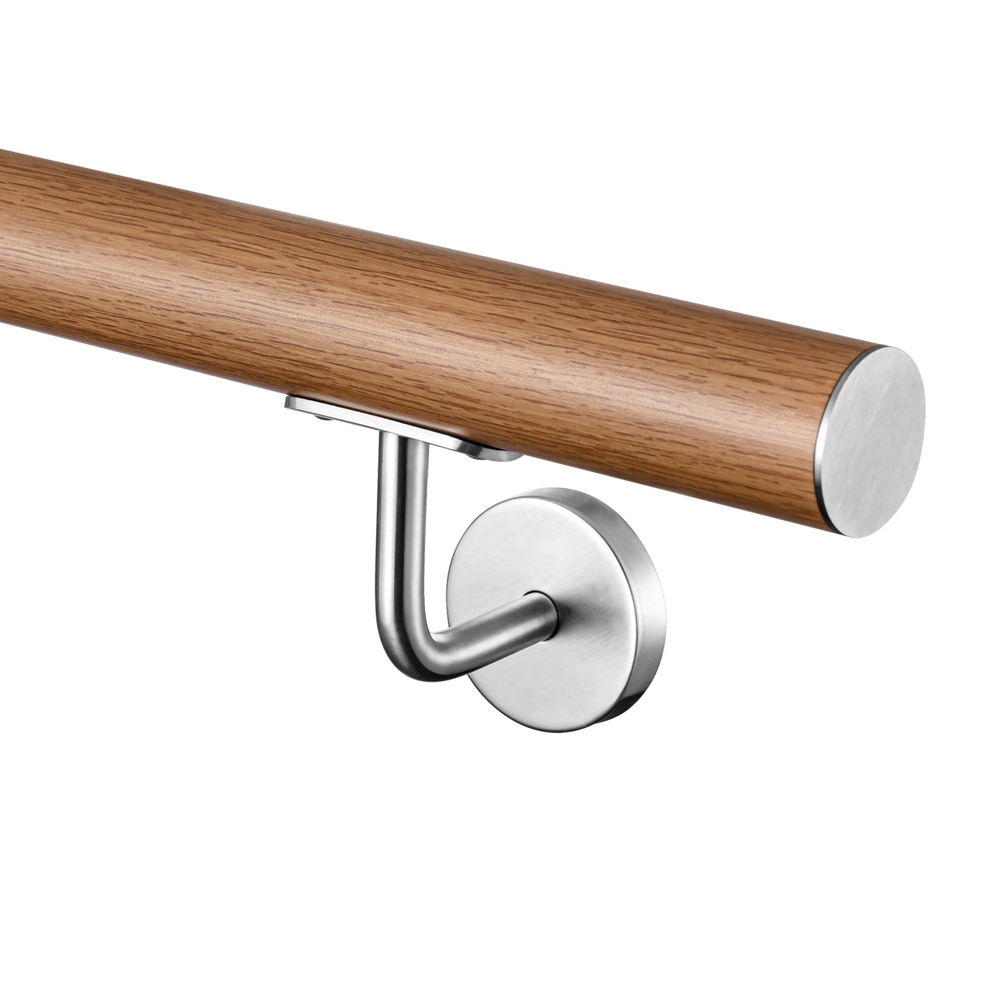 OZEAN Wandhandlauf Edelstahl 80-240 cm | 3mm verstärkte Lasche & 5mm Basis | Silber/Schwarz/Holzoptik