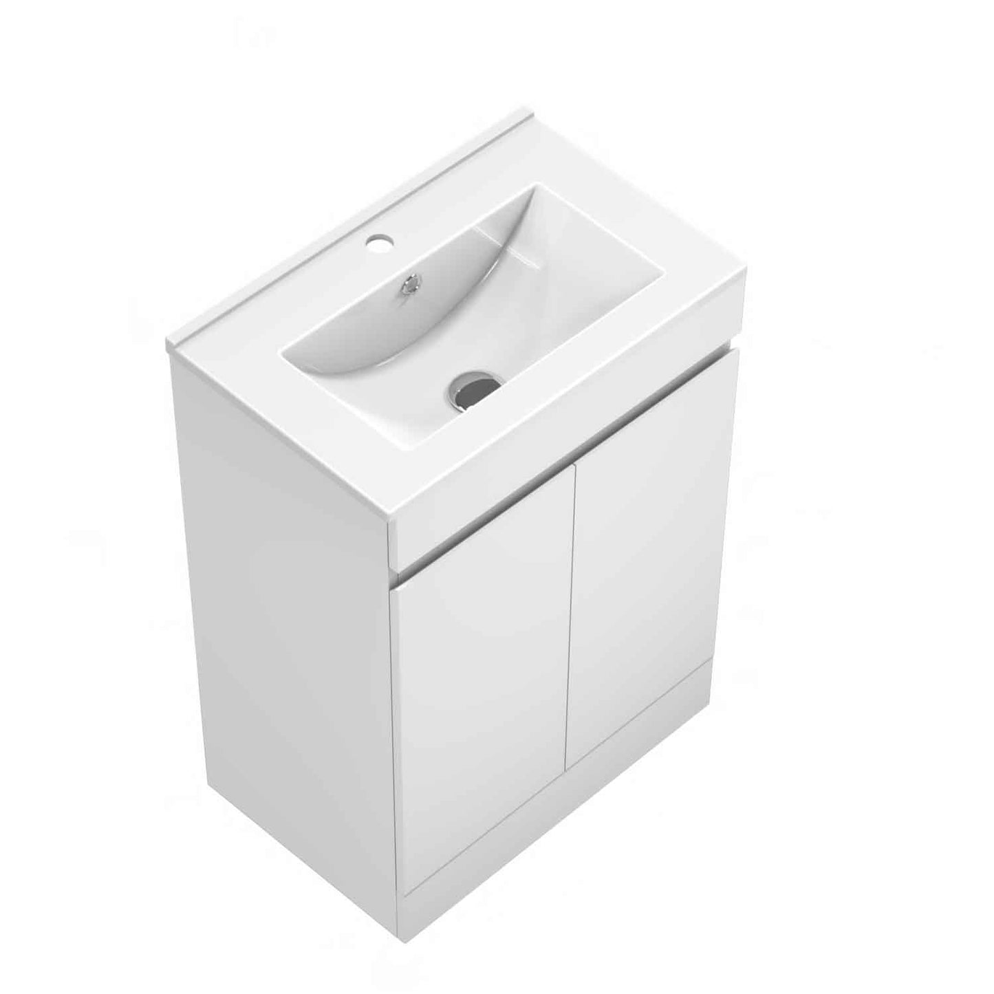 Badmöbel Set ADELA 60 cm Standschrank Weiss Waschbecken mit Unterschrank mit Soft-Close Funktion