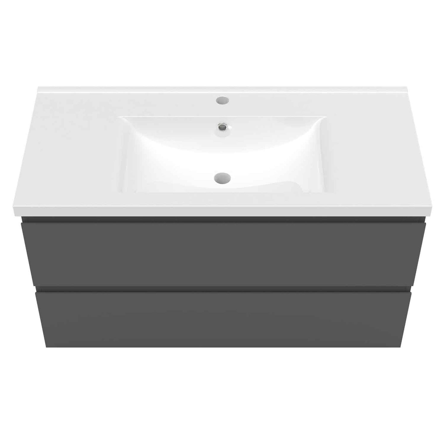 Badmöbel Set 100 cm Anthrazit Waschbecken mit Unterschrank Soft-Close