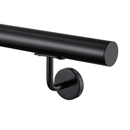 OZEAN Wandhandlauf Edelstahl 80-240 cm | 3mm verstärkte Lasche & 5mm Basis | Silber/Schwarz/Holzoptik