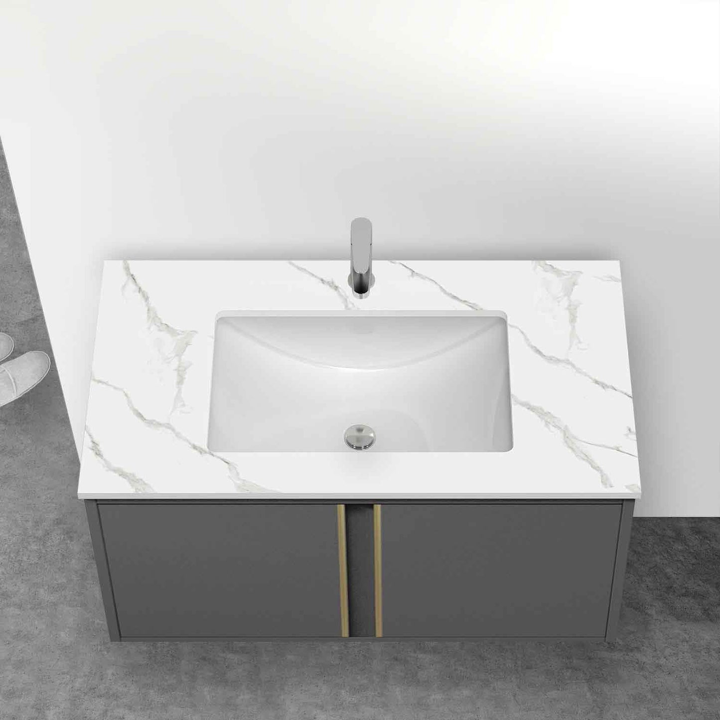 Badmöbel Set 80 cm Weiß Waschbecken mit Unterschrank inkl. 2-Tür Soft-Close Funktion