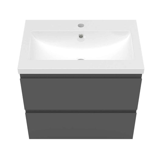 Badmöbel Set 60 cm Anthrazit Waschbecken mit Unterschrank Soft-Close