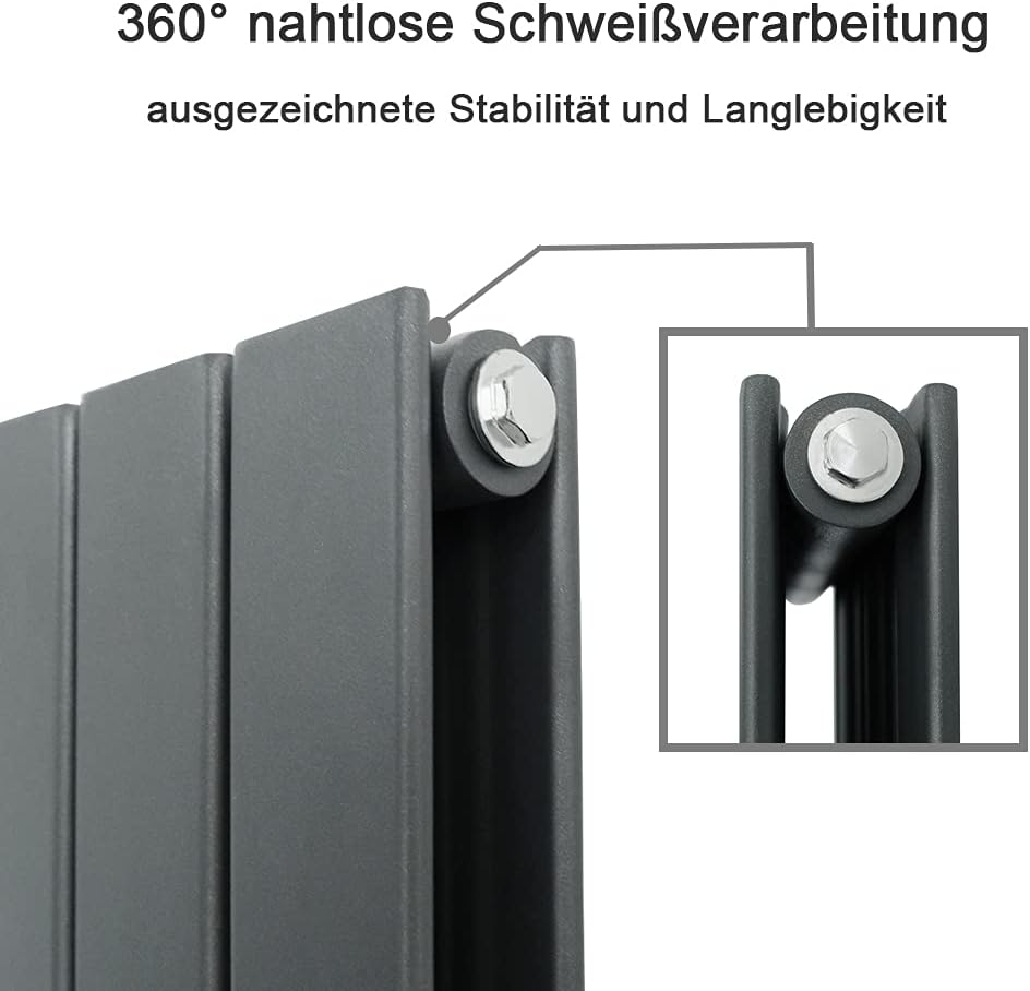 Heizkörper Oval 1800x590mm Design-Heizkörper Paneelheizkörper Einlagig Vertikal Mittelanschluss