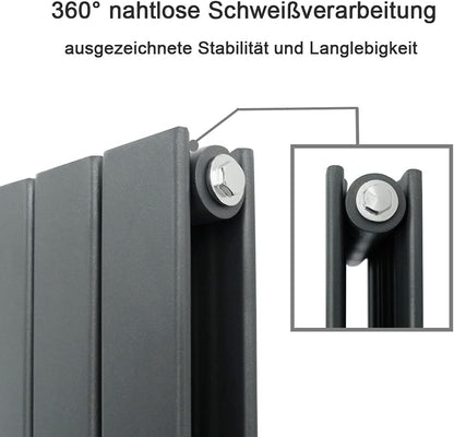 Heizkörper Oval 1800x590mm Design-Heizkörper Paneelheizkörper Einlagig Vertikal Mittelanschluss