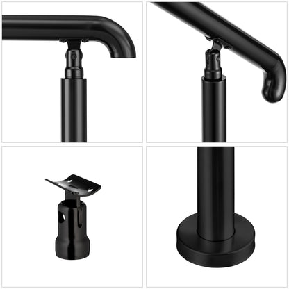 OZEAN Eingangsgeländer Edelstahl verstellbar für 2-5 Stufen | 3.5mm verstärkte Platte | Silber/Schwarz