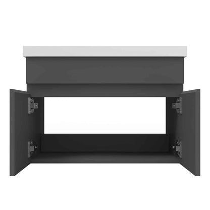 Badmöbel Set ADELA 60 cm Standschrank Anthrazit Waschbecken mit Unterschrank mit Soft-Close Funktion