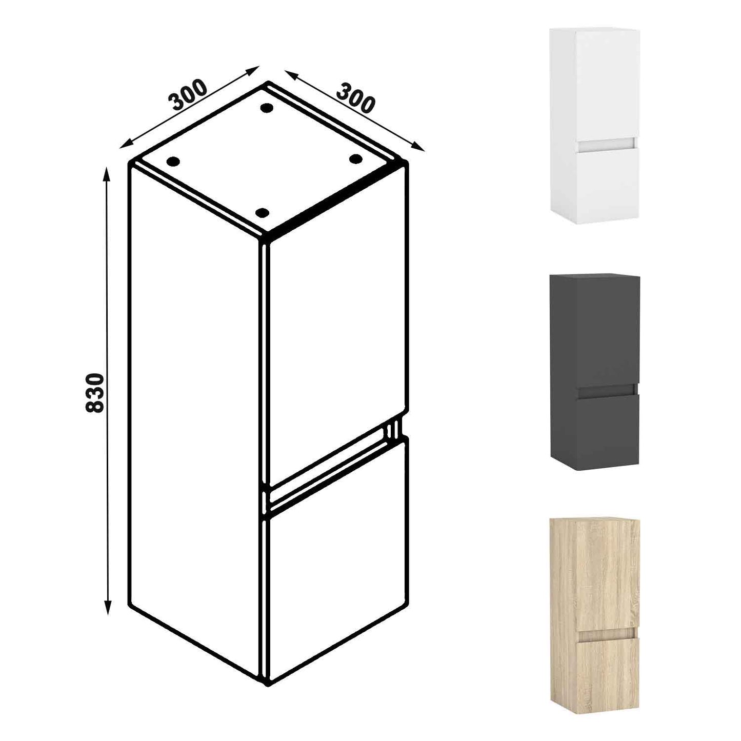 Midischrank 83 cm Hängeschrank Badschrank Badezimmer Schrank Weiß Matt