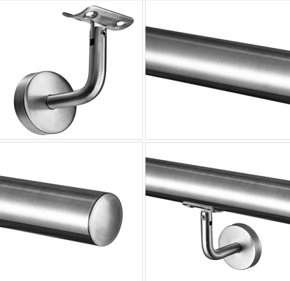 OZEAN Edelstahl Wandhandlauf Set - Silber - 80cm bis 200cm | Treppengeländer für Innen & Außen