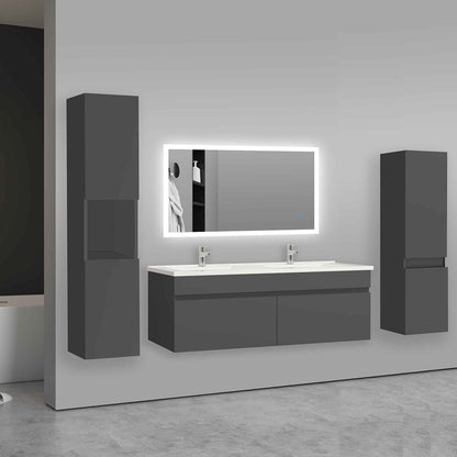 Badmöbel Set ADELA 120 cm Standschrank Anthrazit Waschbecken mit Unterschrank mit Soft-Close Funktion