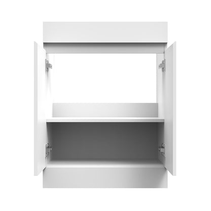 Badmöbel Set 60 cm Breit Weiß Matt Badezimmermöbel Keramik waschbecken mit unterschrank 2 Soft-Close Türen Standschrank