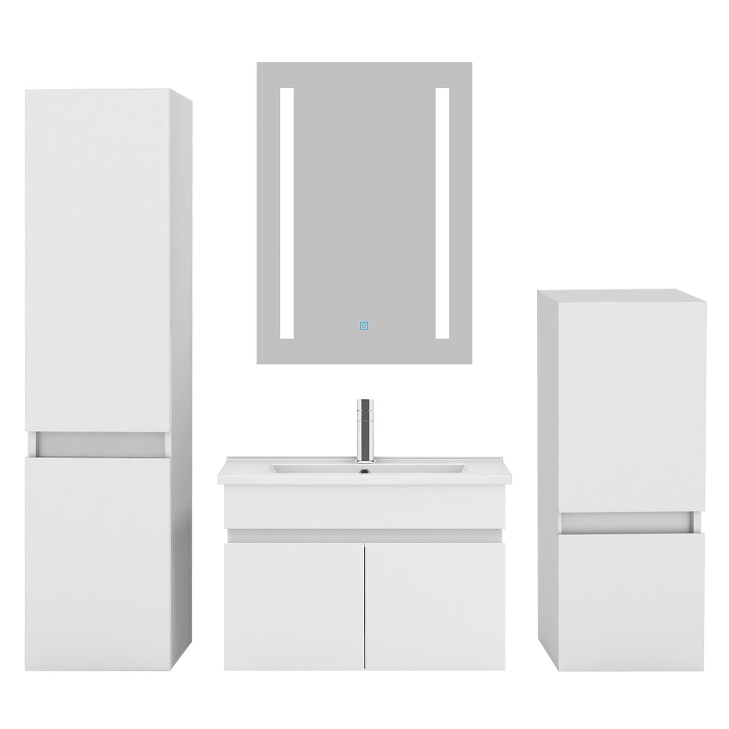 Hochschrank 110 cm hoch Hängeschrank Softclose Weiß-B