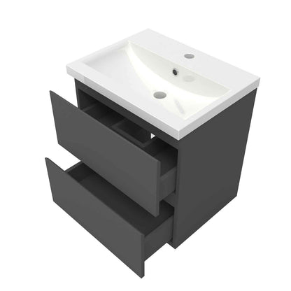 Badmöbel Set 50 cm Anthrazit Waschbecken mit Unterschrank Soft-Close