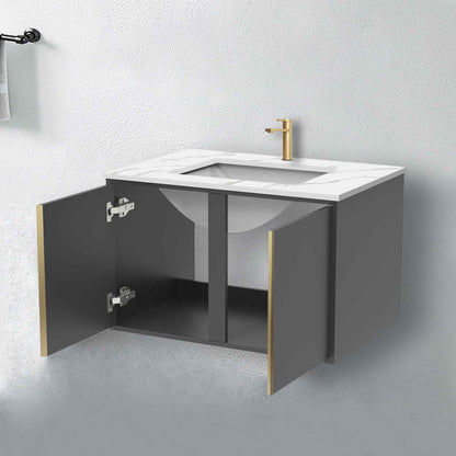 Badmöbel Set 80 cm Weiß Waschbecken mit Unterschrank inkl. 2-Tür Soft-Close Funktion