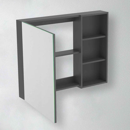 Spiegelschrank 90 cm Badspiegel Badezimmerschrank Sperrholzplatte Gäste WC Dunkelgrau Matt