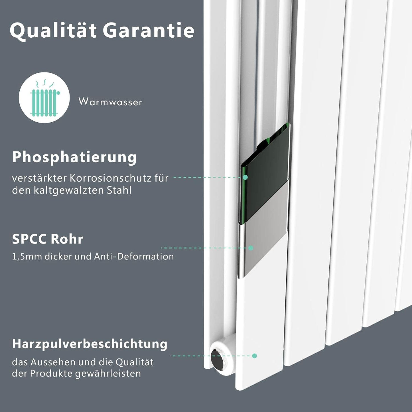 Heizkörper Flach 600x830mm Design-Heizkörper Paneelheizkörper Einlagig Horizontal Seitenanschluss