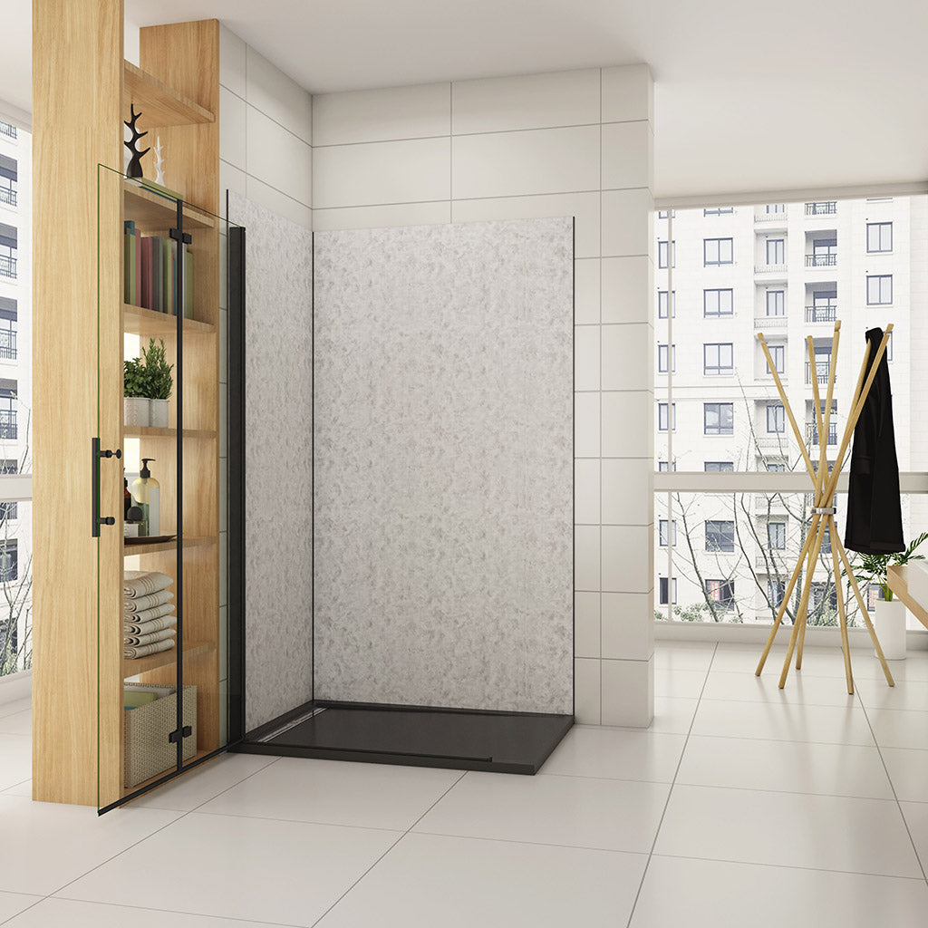 660 H.1950 mm Falttür Walk in Schwarz badezimmer ideen