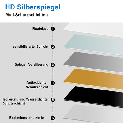 Badspiegel mit Beleuchtung 160x80cm LED Wandspiegel mit Uhr,Touch und 3x Vergrößernder Kosmetikspiegel,Badezimmerspiegel Beschlagfrei 3 Lichtfarbe 2700-6500K Dimmbar,IP44