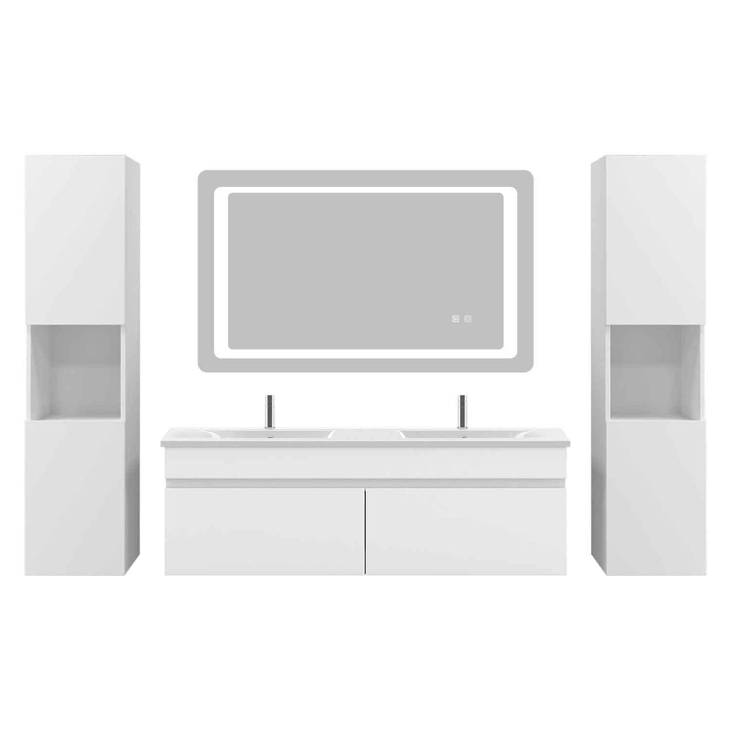 Hochschrank 131 cm hoch Hängeschrank Softclose Weiß-B