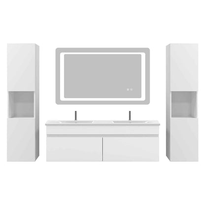 Hochschrank 131 cm hoch Hängeschrank Softclose Weiß-B