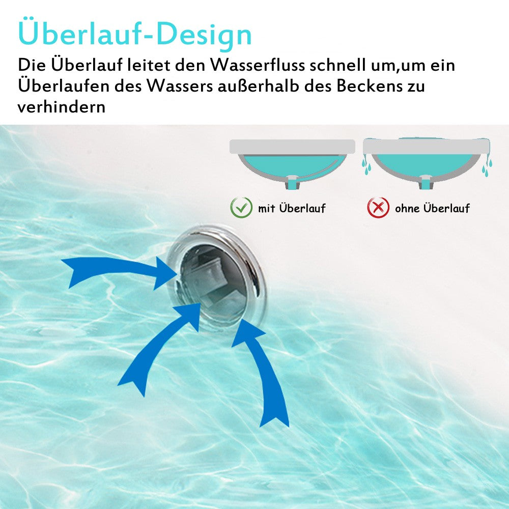 Badezimmermöbel 50cm Mineralguss Waschtisch mit Unterschrank Badmöbel set Badezimmerschränke mit 2 Soft-Close Schubladen Hochglanz Weiß