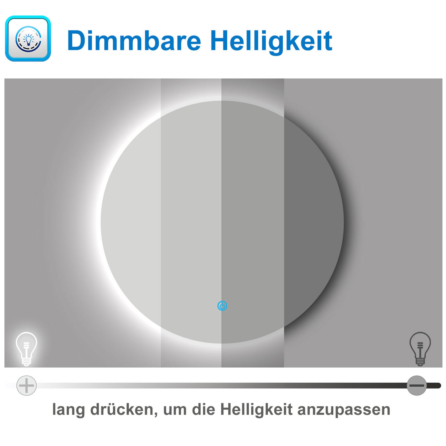 LED Badspiegel Rund 100cm Wand/Touchschalter Beschlagfrei Kaltweiß Dimmbar Badspiegel mit Beleuchtung Badezimmerspiegel Lichtspiegel IP44