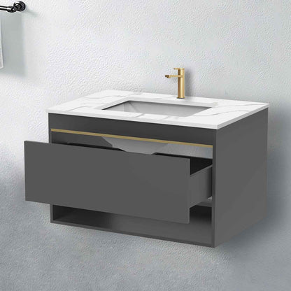 Badmöbel Set 80 cm Weiß Waschbecken mit Unterschrank inkl. 1-Schubladen Soft-Close Funktion