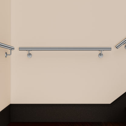 OZEAN Wandhandlauf Edelstahl 80-240 cm | 3mm verstärkte Lasche & 5mm Basis | Silber/Schwarz/Holzoptik