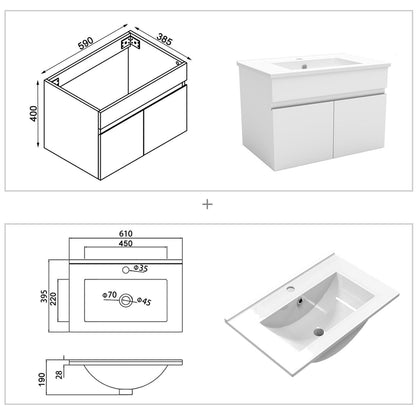 Badmöbel Set 60 cm Weiß Waschbecken mit Unterschrank Soft-Close