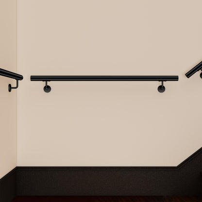 OZEAN Wandhandlauf Edelstahl 80-240 cm | 3mm verstärkte Lasche & 5mm Basis | Silber/Schwarz/Holzoptik