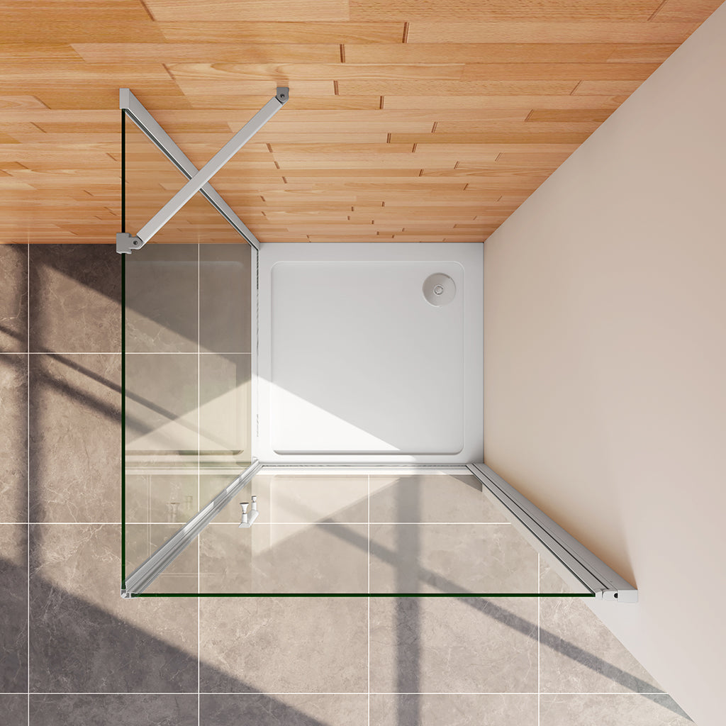 70x70 H.185 cm Drehtür grauweiss mit Seitenwand für badezimmer