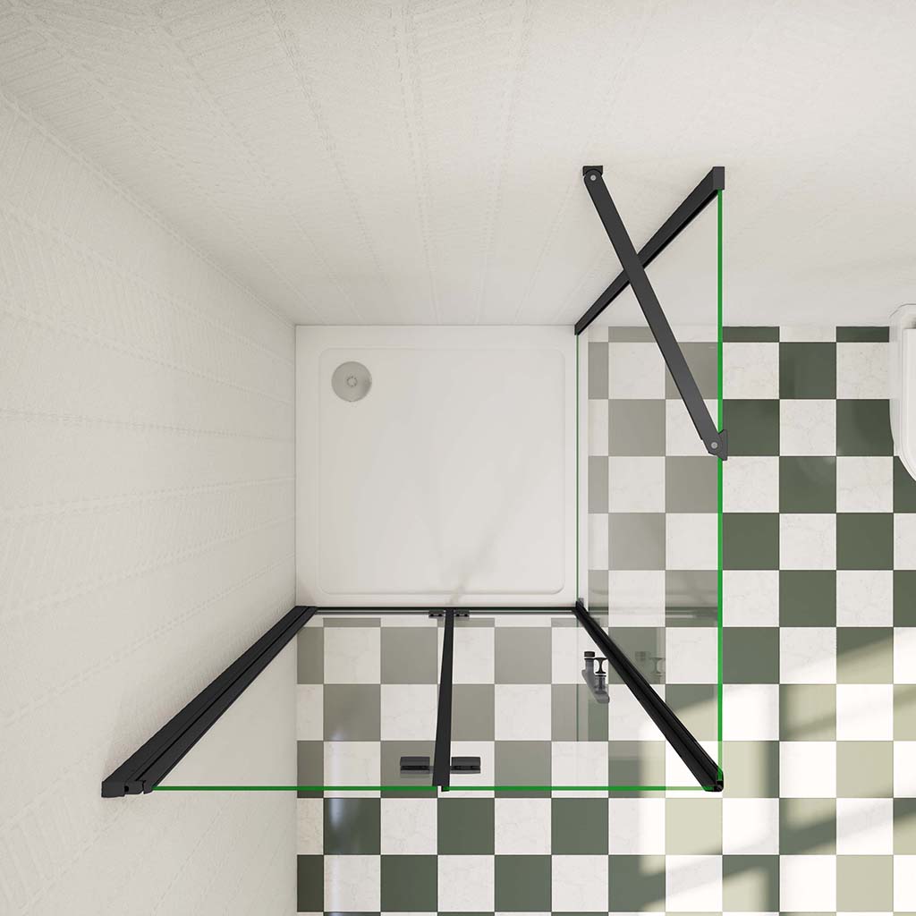 70x76 H.185 cm Pendel Falttür mit Seitenwand für badezimmer