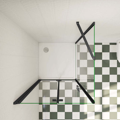 70x80 H.185 cm Pendel Falttür mit Seitenwand für badezimmer